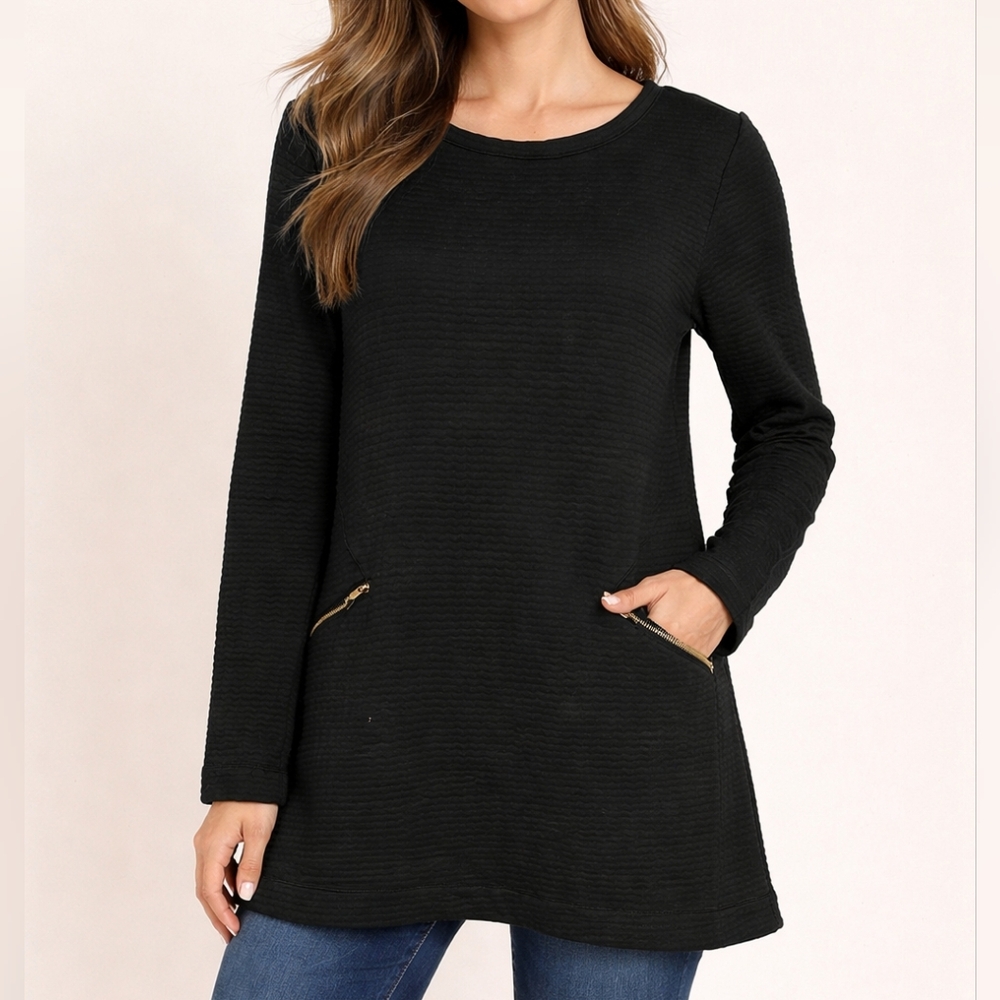 Merona Black Textured Tunic Top NWT